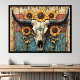 Sunflower Skulls Vintage Charm - NicheCanvas