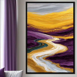 Golden River Through Violet Dunes - NicheCanvas