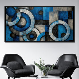 Geometric Blue Spheres Dance - NicheCanvas