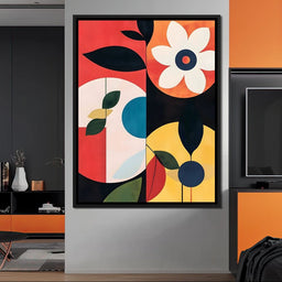 Modern Geo Floral Sunrise Radiance - NicheCanvas