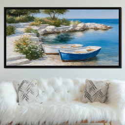 Tranquil Coastal Rowboats Escape - NicheCanvas