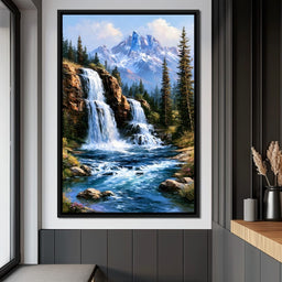 Cascading Waters Beneath Frozen Peaks - NicheCanvas