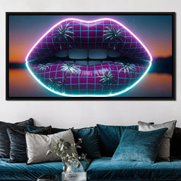 Neon Lips Oasis Reflection - NicheCanvas