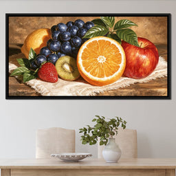 Harvest Bounty On Linen Tablecloth - NicheCanvas