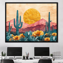 Desert Bloom Sunlit Peaks - NicheCanvas