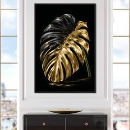 Gilded Leaf Of Dark Night - NicheCanvas