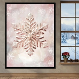 Rose Glimmer Snowflake Elegance - NicheCanvas