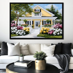 Sunlit Yellow Cottage Garden - NicheCanvas