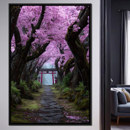 Sakura Gate Pathway Stillness - NicheCanvas