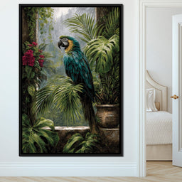 Rainforest Macaw Perch Scene - NicheCanvas