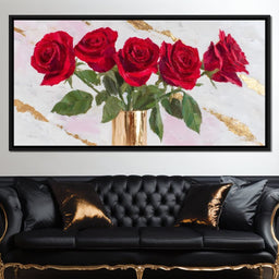 Ruby Roses Gold Leaf Bouquet - NicheCanvas