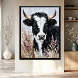 Highland Cow Meadow Portrait - NicheCanvas