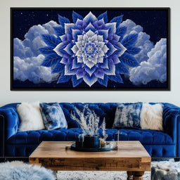 Starlit Sapphire Petal Mandala - NicheCanvas