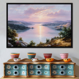 Pastel Sunrise Over Lake Fjord - NicheCanvas