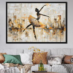Dancer's Leap Through Gold - NicheCanvas