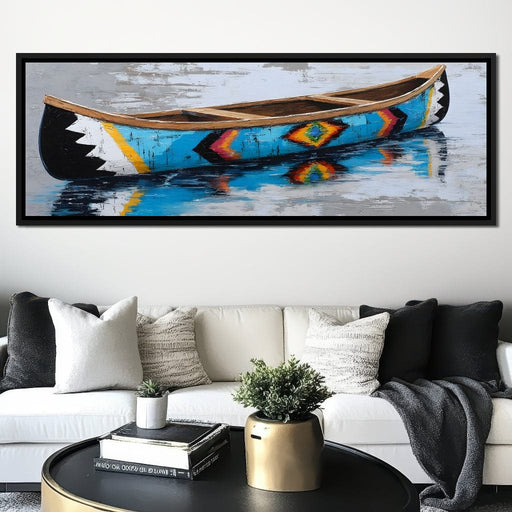 Reflections of a Painted Canoe Canvas Print
