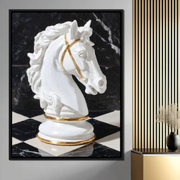 Gilded Knight on Marble Board - NicheCanvas