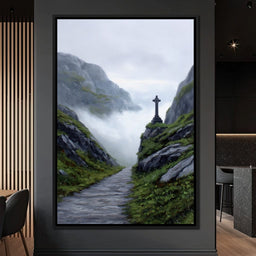 Misty Highland Cross Pathway - NicheCanvas