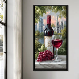Wine Reflections Cityscape Elegance - NicheCanvas