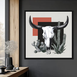 Modern Desert Longhorn Geometry - NicheCanvas