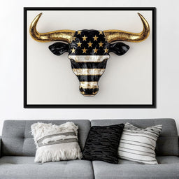 Majestic Gold Horned Bull - NicheCanvas