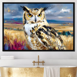 Golden Eyed Owl Prairie Watcher - Neal Hackett - NicheCanvas