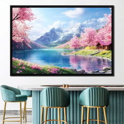 Cherry Blossom Alpine Retreat - NicheCanvas