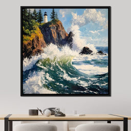 Coastal Lighthouse Wavescape - NicheCanvas