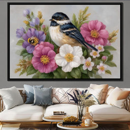 Chickadee Garden Blossom Song - NicheCanvas
