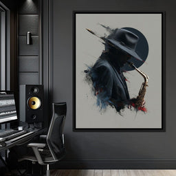 Midnight Saxophone Silhouette - NicheCanvas