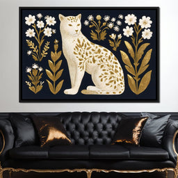 Golden Botanical Leopard Cat - NicheCanvas