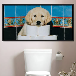 Golden Puppy Bathroom Roll Capers - NicheCanvas