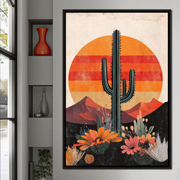 Desert Blooming Cactus Radiance - NicheCanvas