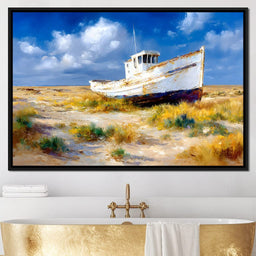 Weathered Coastal Boat Reverie - NicheCanvas