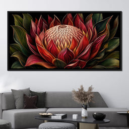 Crimson Protea Flame Crown - TooplesArt - NicheCanvas