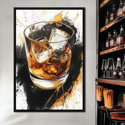 Whiskey Reflections on Ice - NicheCanvas