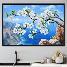 Blossoms Over Ocean Horizon - NicheCanvas