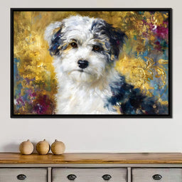 Golden Garden Puppy Portrait - NicheCanvas