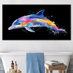 Rainbow Dolphin Splash Flight - NicheCanvas