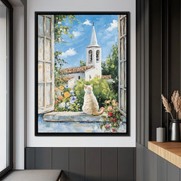 Cat's Tranquil Garden View - NicheCanvas