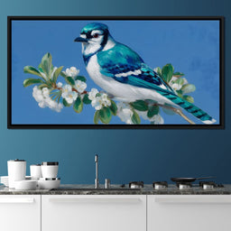 Sapphire Plume on Blossoms - NicheCanvas