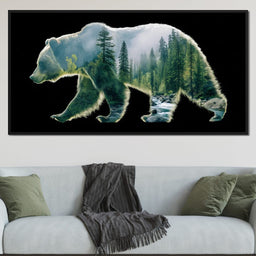 Forest Bear River Silhouette - NicheCanvas