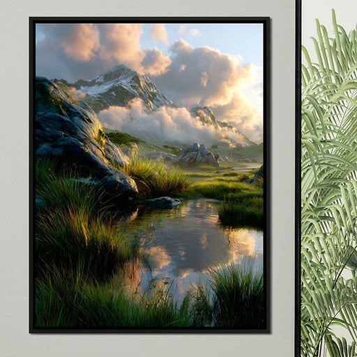 Sunlit Alpine Reflections Canvas Print