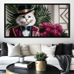Elegant Feline in Formal Garden - NicheCanvas