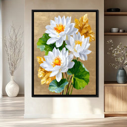 Golden Lotus Dreams Unfold - NicheCanvas