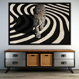 Leopard in Monochrome Swirls - NicheCanvas