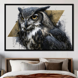 Golden Eyed Owl Portrait - NicheCanvas