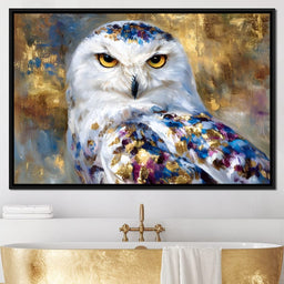 Golden Snow Owl Portrait - NicheCanvas