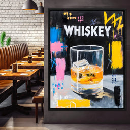 Neon Whiskey On The Rocks - NicheCanvas