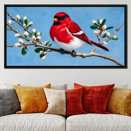 Radiant Bird on Blossoming Twig - NicheCanvas